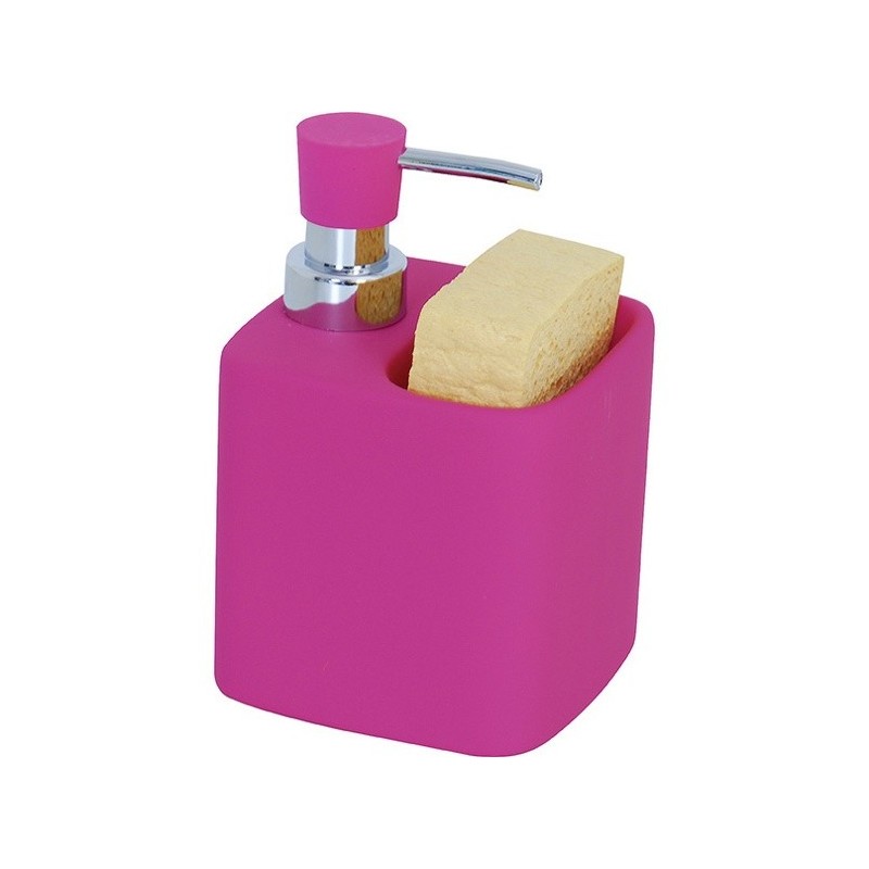 MSV Distributeur de savon & Porte Eponge Céramique MALAGA Rose MSV