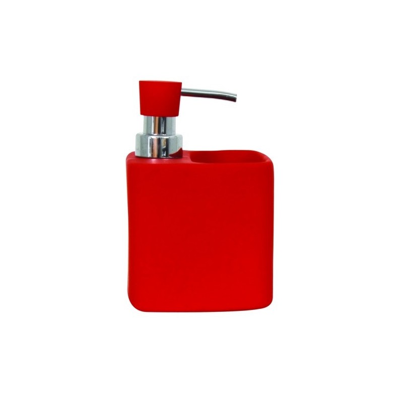 MSV Soap Dispenser Ceramic & Sponge Holder MAGALIE Red MSV