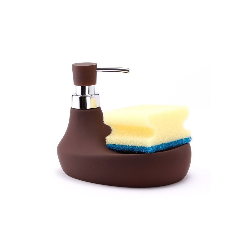 MSV Seifenspender & Schwammhalter Keramik MARBELLA Chocolate MSV