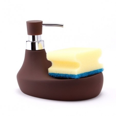 MSV Distributeur de savon & Porte Eponge Céramique MARBELLA Chocolat MSV