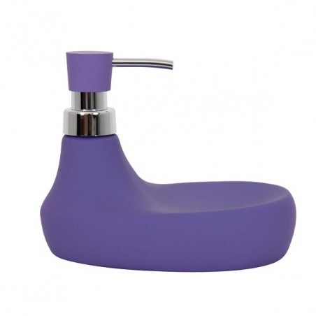 MSV Distributeur de savon & Porte Eponge Céramique MARBELLA Violet MSV