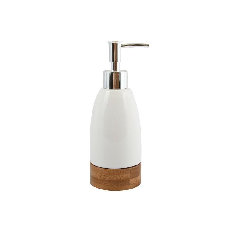 MSV Dispensador de Jabón Ceramic & Bamboo TALLINN White & Brown MSV