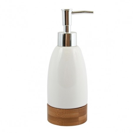 MSV Dispensador de Jabón Ceramic & Bamboo TALLINN White & Brown MSV
