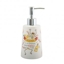 MSV Distributeur de savon Céramique TEQUILA Blanc & Jaune