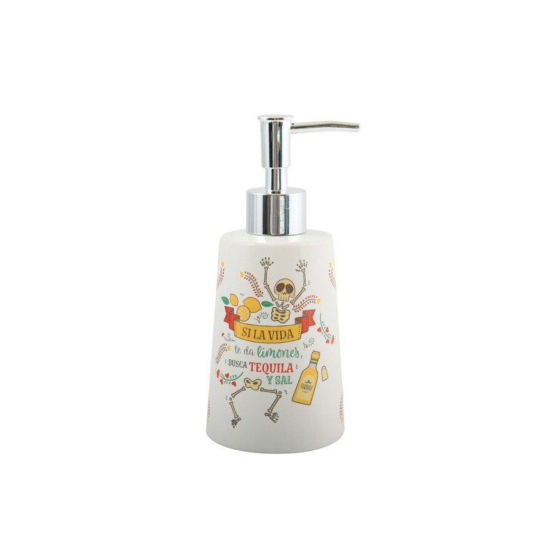 MSV Soap Dispenser Ceramic TEQUILA White & Yellow MSV