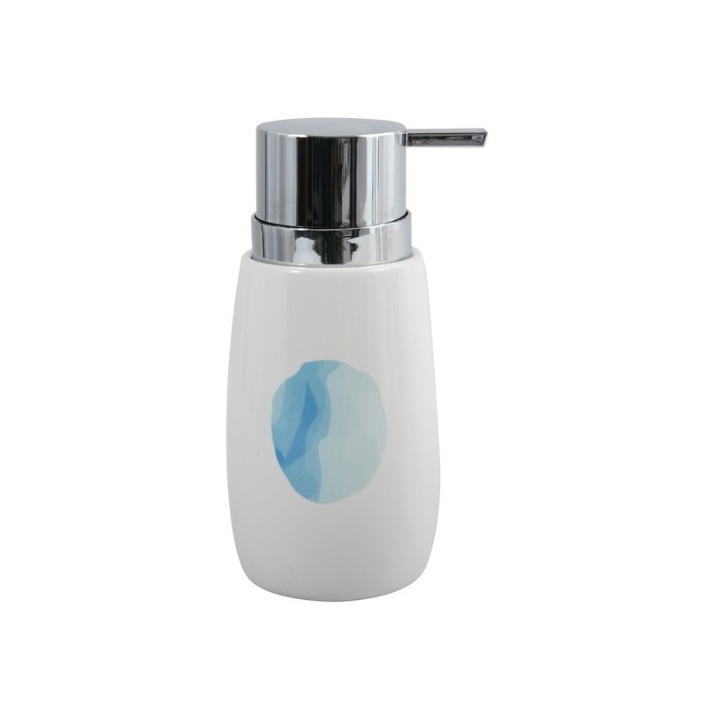 MSV Dispensador de Jabón de cerámica ACUARELA Blanco y Azul MSV