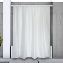 Spirella Shower rod bar curtain extendable without drilling in Aluminum SURPRISE 75-125cm White - gliders included