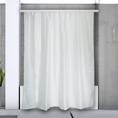 Spirella Shower rod bar curtain extendable without drilling in Aluminum SURPRISE 75-125cm White - gliders included Spirella