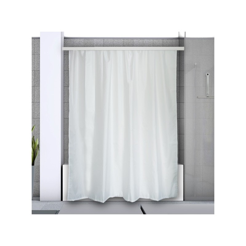 Spirella Asta per tenda doccia o vasca allungabile senza foratura in Alluminio SURPRISE 125-210cm Bianco - piedini inclusi Spire