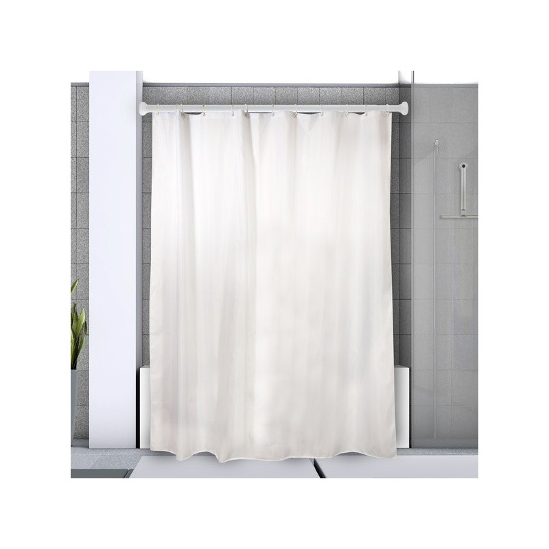 Spirella Duschvorhangstangen ausziehbar ohne Bohren in Alu DECOR 75-125cm Weiß Spirella