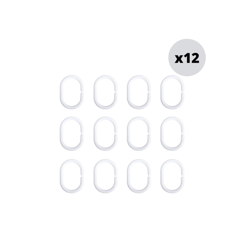 MSV 12er Set Duschvorhangringe weiße MSV