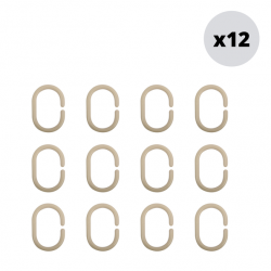 MSV Pack de 12 Anillos para cortina de ducha beige MSV