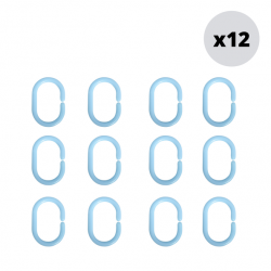 MSV 12er Set Duschvorhangringe hellblaue