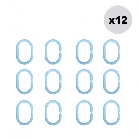 MSV 12er Set Duschvorhangringe hellblaue MSV
