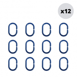 MSV Set di 12 anelli per tende da doccia blu scuro MSV