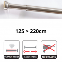 Spirella Asta per tenda doccia o vasca allungabile senza foratura in KRETA Alu 125-220cm Spazzolato Spirella