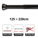 Barre tringle pour rideau de douche ou baignoire extensible sans perçage en Alu KRETA 125-220cm Noir Titan Spirella Spirella