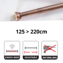 Spirella Shower rod bar curtain extendable without drilling in Aluminum KRETA 125-220cm Copper Spirella