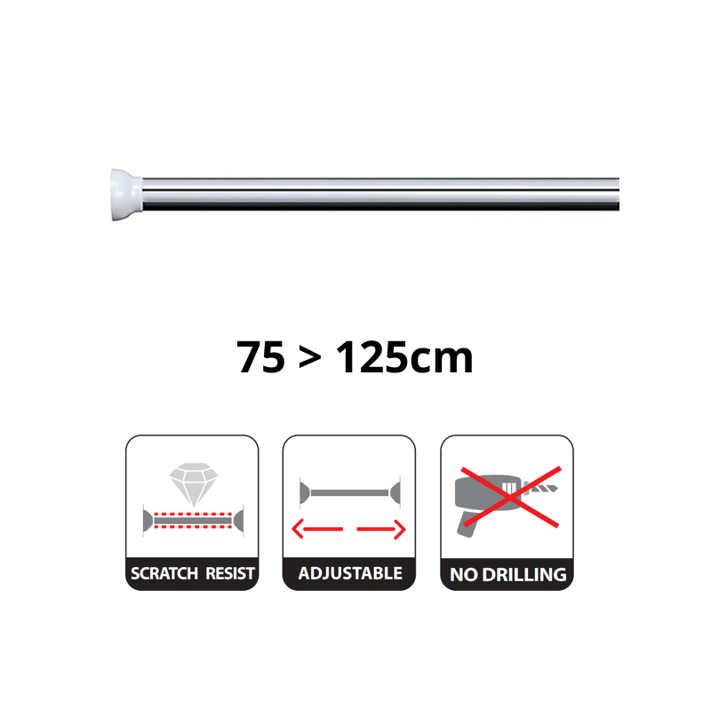 Spirella Shower rod bar curtain extendable without drilling in KRETA Aluminum 75-125cm Glossy Finish Spirella