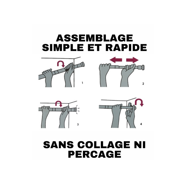 MSV Barre tringle pour rideau de douche ou baignoire extensible sans perçage 110-200cm Inox MSV