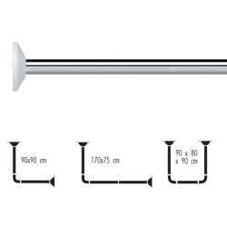 Spirella Rod bar for modular corner shower curtain to be fixed in Aluminum MAGIC UNIVERSAL Glossy Finish