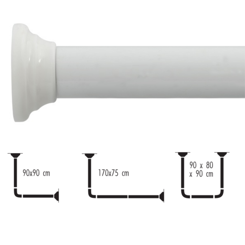 Spirella Rod bar for modular corner shower curtain to be fixed in Alu DECOR UNIVERSAL White Spirella