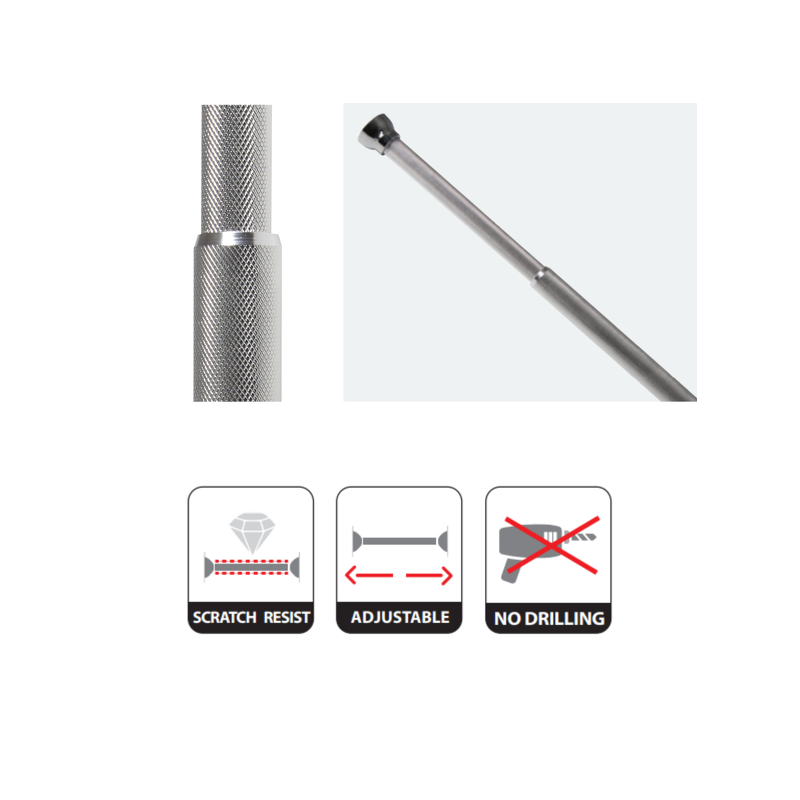 Spirella Duschvorhangstangen ausziehbar ohne Bohren in Aluminium ARIK 75-125cm Hochglanz-Finish Spirella
