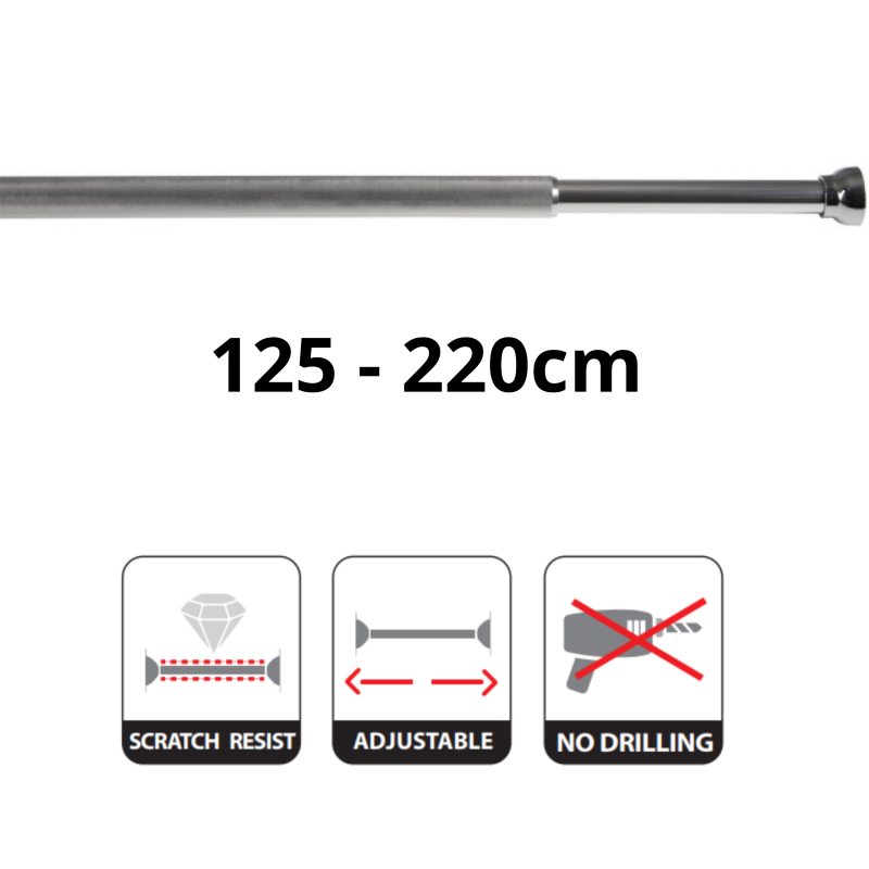 Spirella Duschvorhangstangen ausziehbar ohne Bohren in Aluminium ARIOS 125-220cm Hochglanz-Finish Spirella