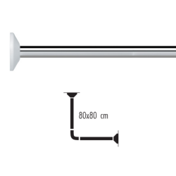 Spirella Rod for corner shower curtain to be fixed in Aluminum MAGIC 80x80cm Glossy Finish