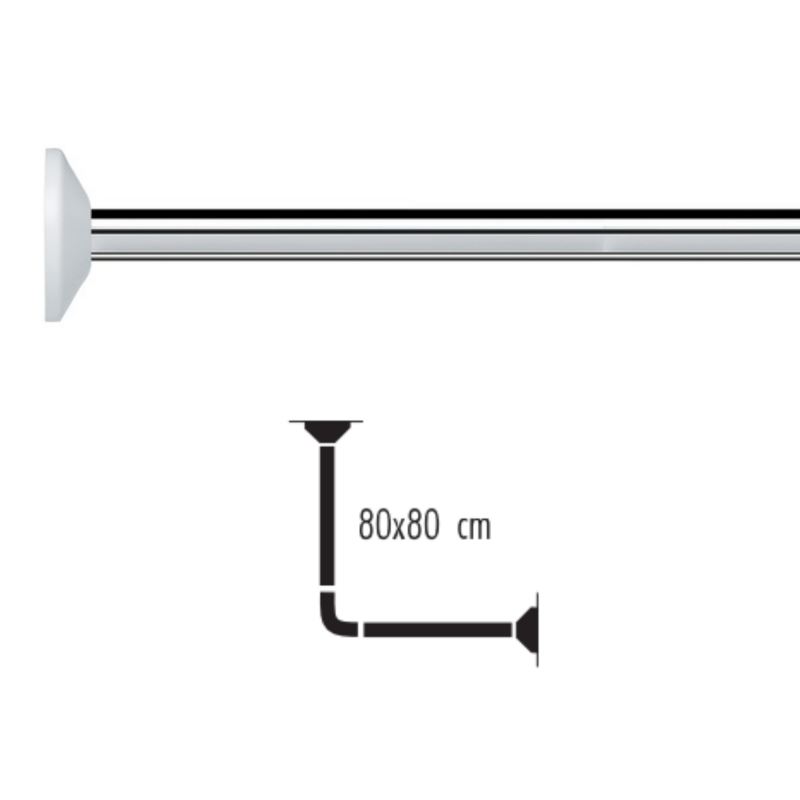 Spirella Barre tringle pour rideau de douche d'angle à fixer en Alu MAGIC 80x80cm Finition Brillante Spirella