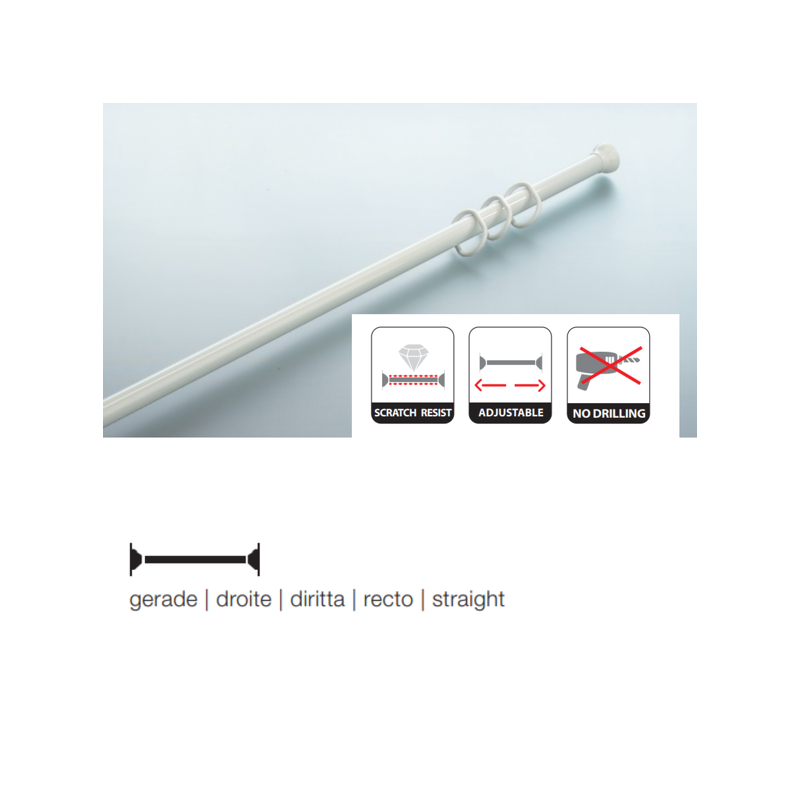Barre tringle pour rideau de douche ou baignoire extensible sans perçage en Alu MAGIC 75-125cm Blanc Spirella Spirella