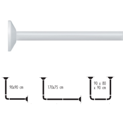 Spirella Rod bar for modular corner shower curtain to be fixed in aluminum MAGIC UNIVERSAL White
