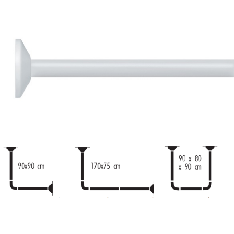 Spirella Duschvorhangstangen für modularen zur Befestigung in Aluminium MAGIC UNIVERSAL White Spirella