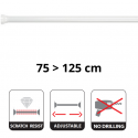 Spirella Shower rod bar curtain extendable without drilling in Aluminum KRETA 75-125cm White Spirella