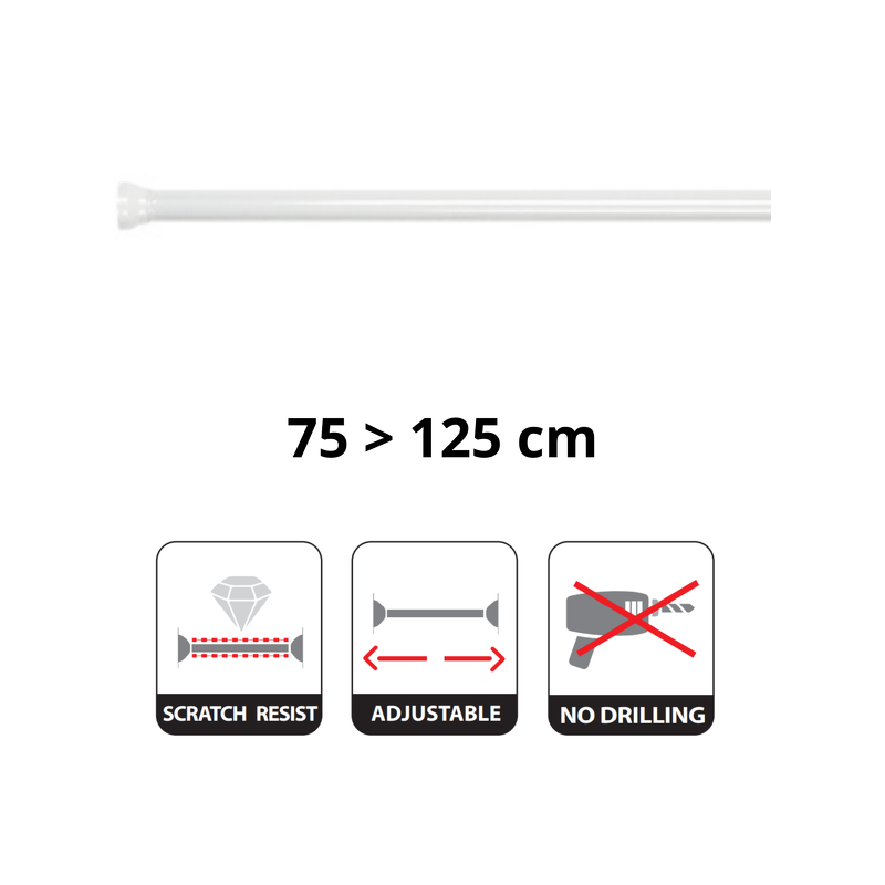 Spirella Duschvorhangstangen ausziehbar ohne Bohren in Aluminium KRETA 75-125cm Weiß Spirella