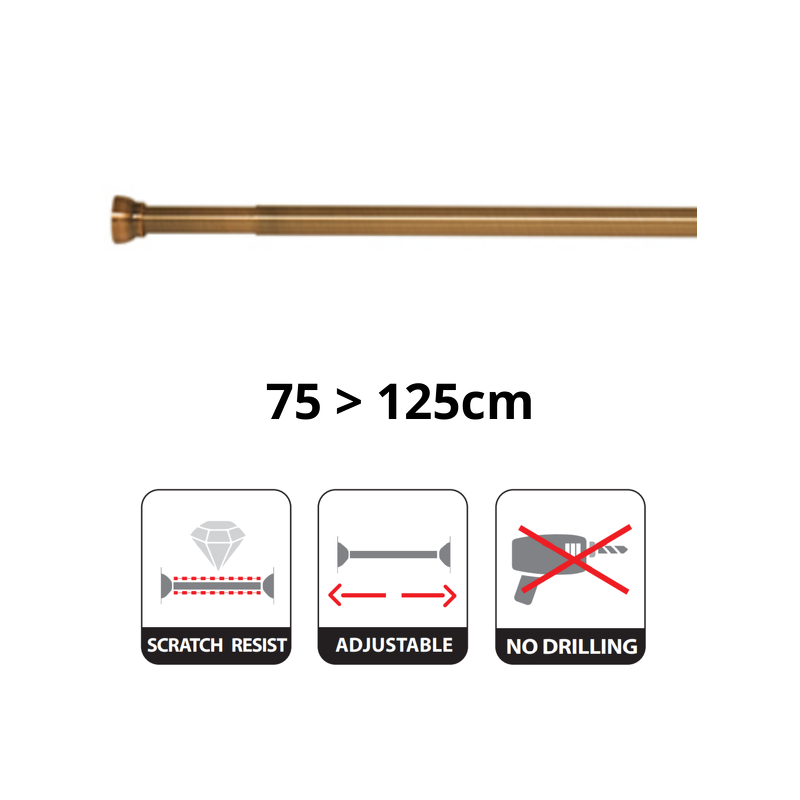 Spirella Shower rod bar curtain extendable without drilling in Aluminum KRETA 75-125cm Gold Spirella