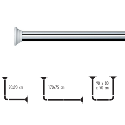 Spirella Rod bar for modular corner shower curtain to be fixed in aluminum DECOR UNIVERSAL Glossy finish