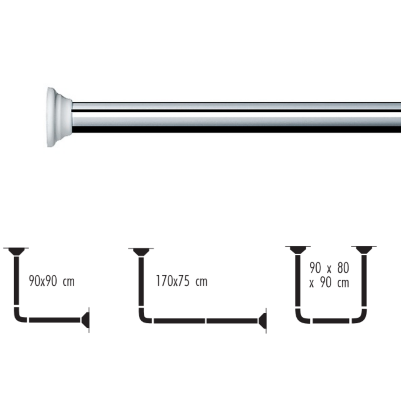 Spirella Duschvorhangstangen für modularen zur Befestigung in Aluminium DECOR UNIVERSAL Glänzende Ausführung Spirella