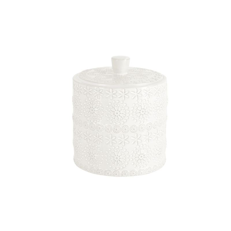 spirella Boite à  cotons Porcelaine RELIEF Blanc Spirella