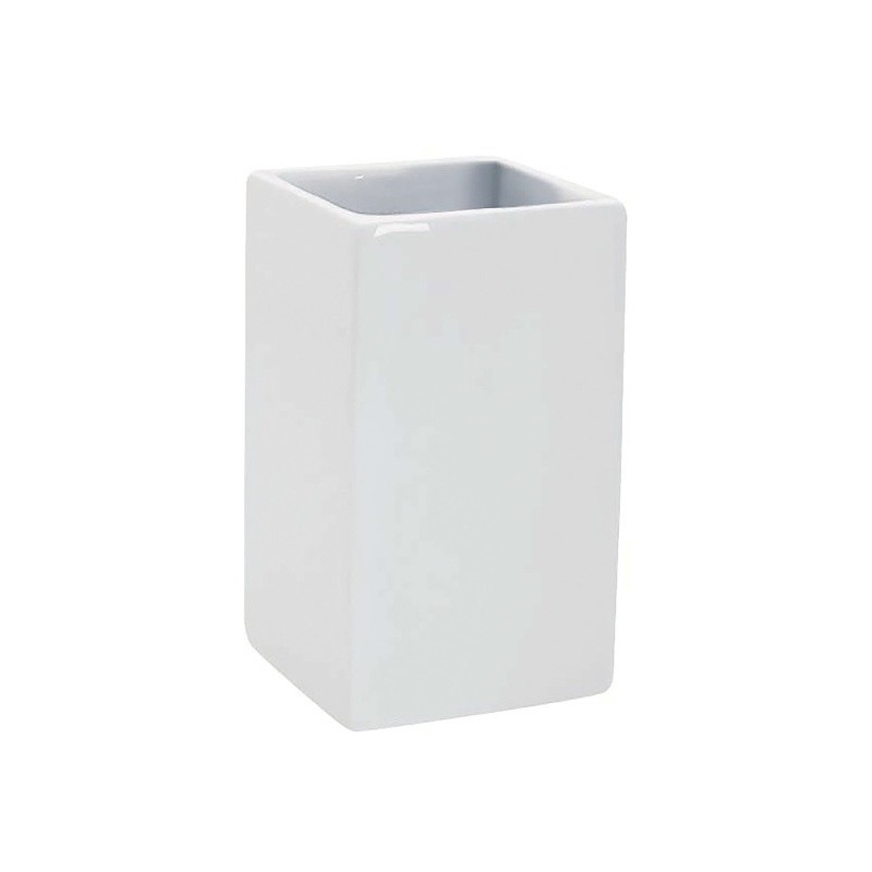 Gobelet Porcelaine Spirella - Blanc Et Beige, Design Nature - Hauteur 11,5 Cm, Largeur 7 Cm - Pour Salle De Bain, Rangement Brosse à Dents