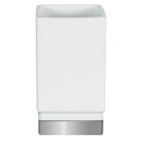 Spirella Vaso de Porcelana ROMA Blanco y Plata Spirella