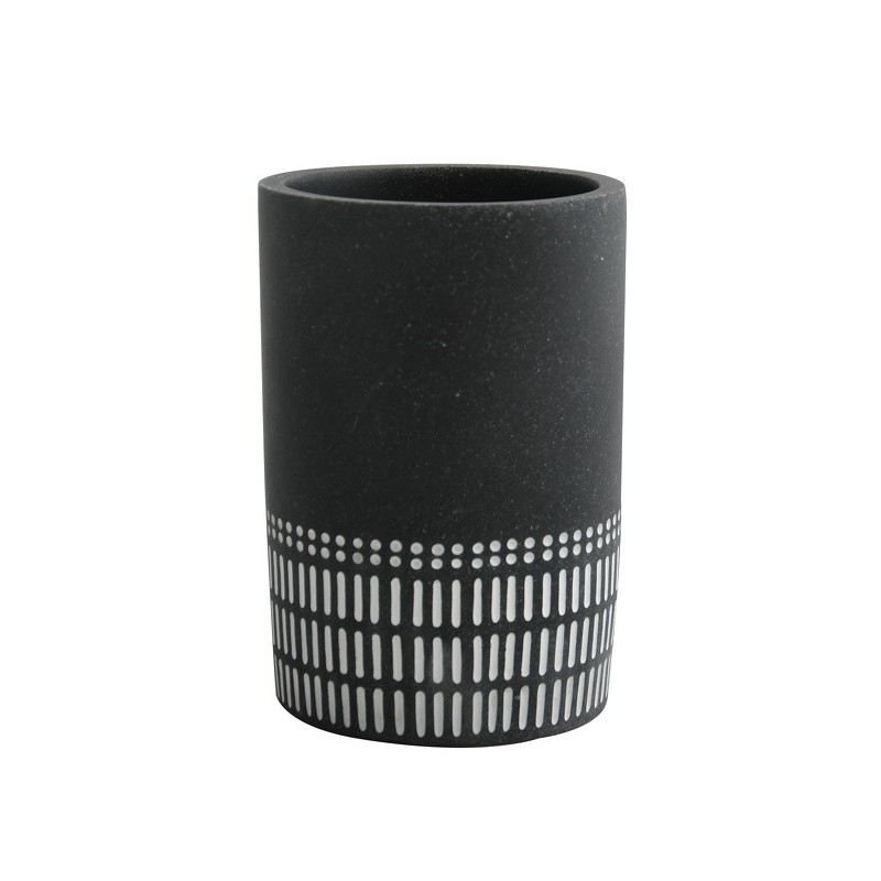Spirella Vaso de poliresina y bambú YUMA Gris oscuro y Blanco Spirella