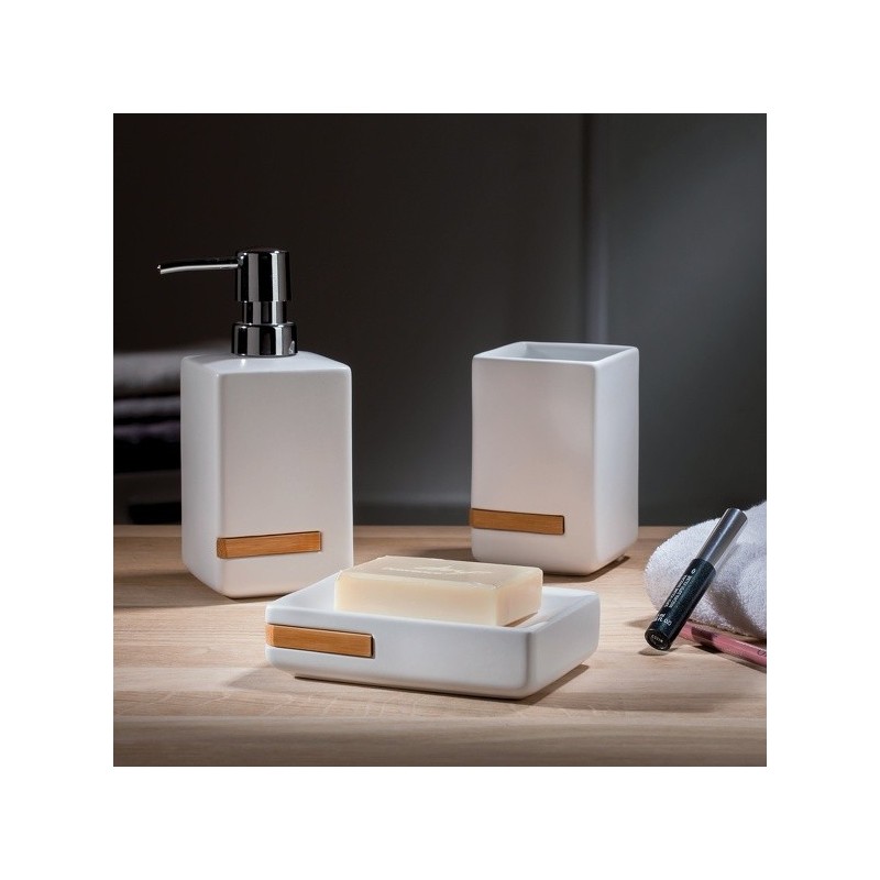 Porte savon Céramique & Bambou OSLO Blanc Spirella Spirella