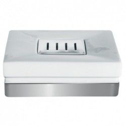 Porte savon Porcelaine ROMA Blanc & Argent Spirella Spirella