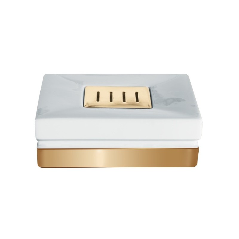 spirella Porte savon Porcelaine ROMA Blanc & Or Spirella