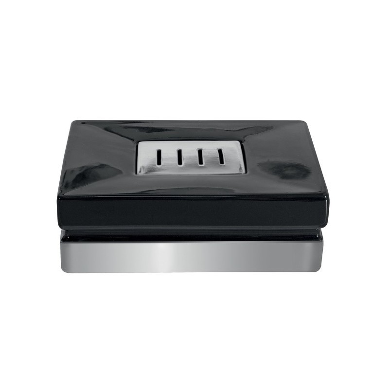 Spirella Porte savon Céramique ROMA Noir & Argent Spirella