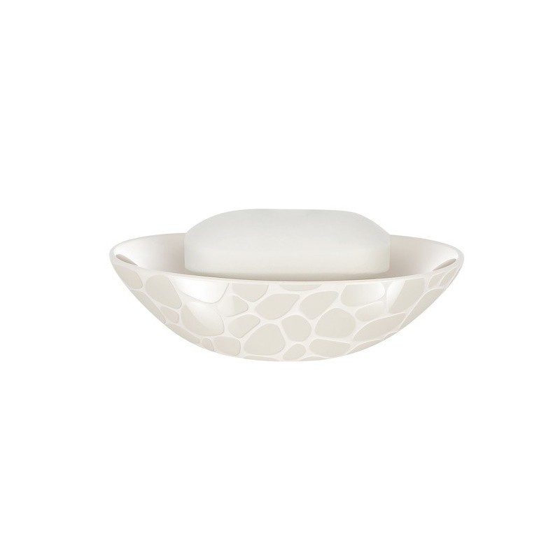 Spirella Porte savon Céramique DARWIN PEBBLE Blanc Brillant Spirella
