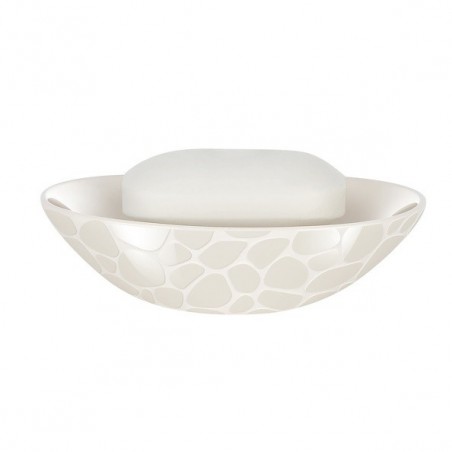 Spirella Porte savon Céramique DARWIN PEBBLE Blanc Brillant Spirella