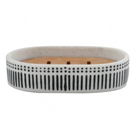 Porte savon Polyrésine & Bambou YUMA Noir & Blanc Spirella Spirella