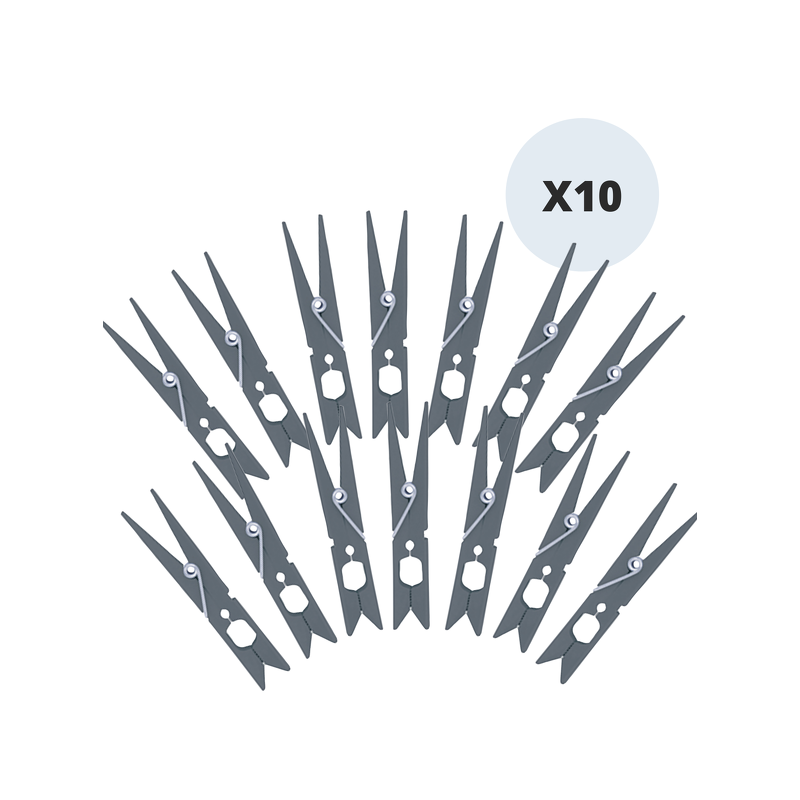 MSV Lot de 10 Pinces à linge Incassables Grises MSV